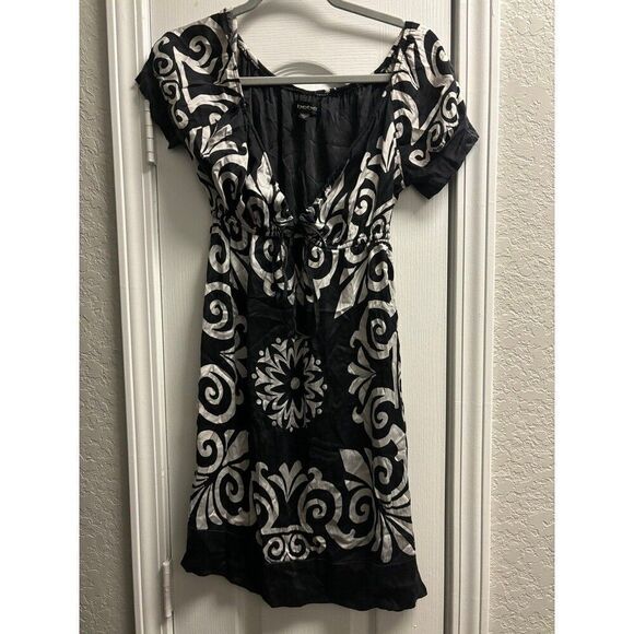 vintage Bebe Silk Black & White Fun Dress - Picture 1 of 9